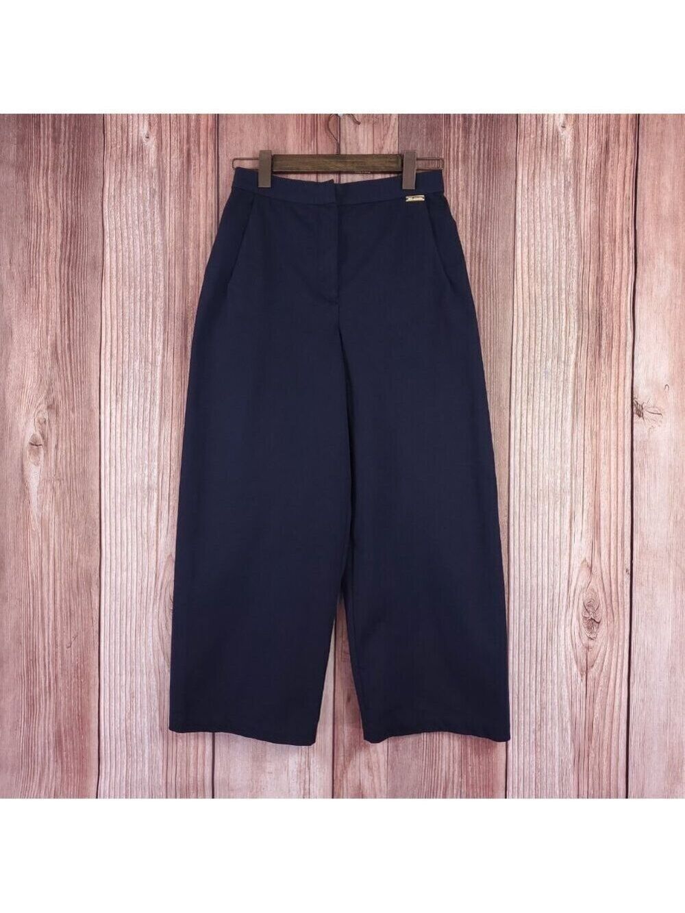 *READ* Vintage St John Sport Pants Womens Size 2 Wide Leg Cropped Navy Blue